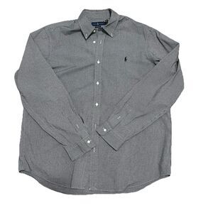 Ralph Lauren Shirt Men 2XL Black White Gingham Check Button Up Classic Fit Pony